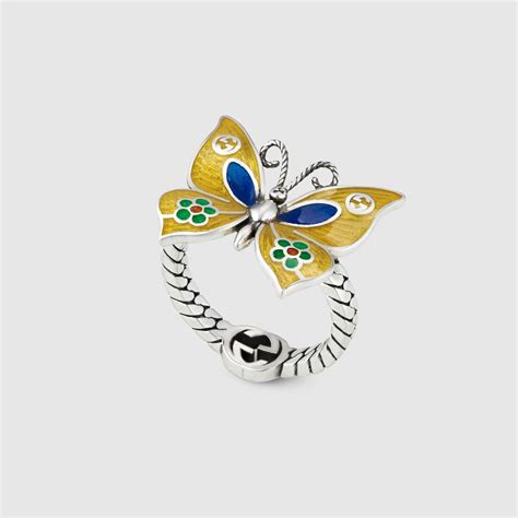 gucci silver butterfly ring